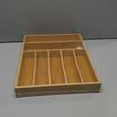 BAMEOS Bamboo Silverware Drawer Organizers, 11.9 inch Utensil Drawer Organizer for Kitchen Drawers, 7 Slots Total Large Flatware Organizer for Knives Cutlery Spoons Forks (Natural)