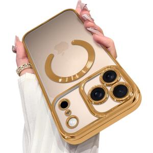 OOK Magnetic Case Made for iPhone 17 Pro 6.3 Inch [Compatible with MagSafe] Soft TPU Anti-Scratch Shockproof Protective Phone Cover Slim Clear Case for Women Men - Gold