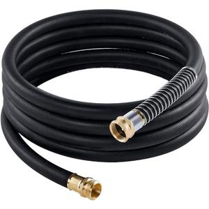 Leader Garden Hose 15ft x 5/8", Heavy Duty Short Water Hose, Male to Female Fittings, Five Layered Braiding for Durability, 1000PSI Burst, 200PSI Working (Black)