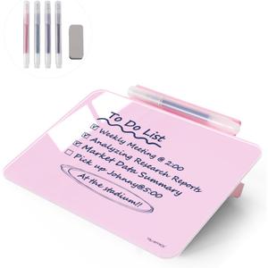 Small Desktop Glass Dry-Erase Whiteboard - 8 X 6 Inches Tabletop Easel Whiteboard with Stand, Desk Board Buddy for Artist, Teacher and Student