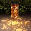 DIBIEECN Mothers Day Gifts for Mom, Birthday Gifts Grandma Ladies Solar Lanterns Outdoor Hanging Hollowed-Out Metal Waterproof LED Garden Decor Outside for Patio Yard Porch, Sun and Moon, 1 Pack