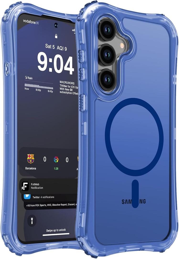 WRJ for Samsung Galaxy S25 FE Case Matte, 2-Layer Durable Bumper [Compatible with MagSafe][Military Grade Drop Protection] Translucent Anti-Fingerprint Full Body Shockproof Phone Case,Blue