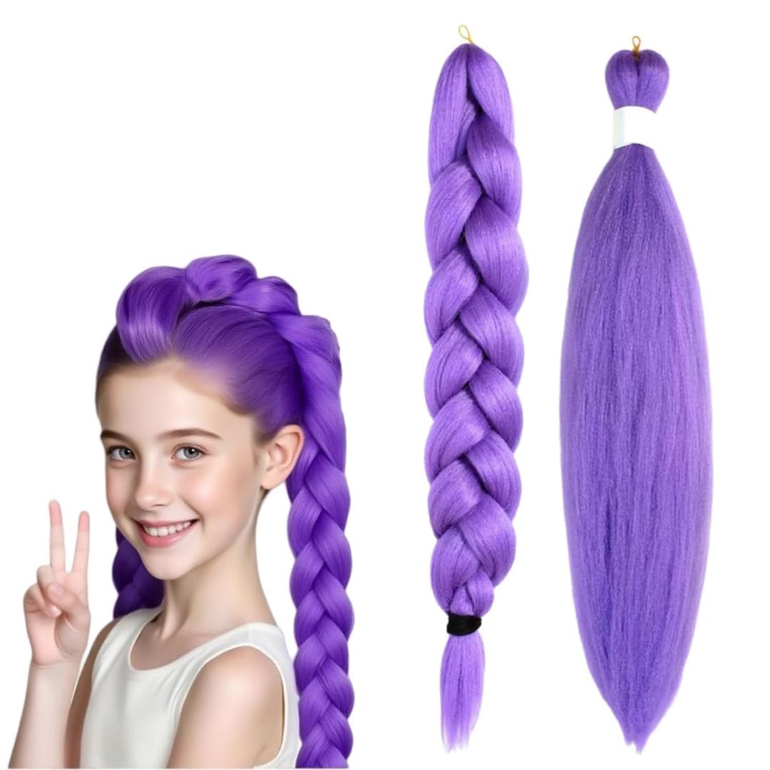 Purple Braiding Hair Long Pre Stretched Synthetic Braiding Hair 27in Dark Purple Synthetic Fiber Total 55 Inch Christmas Sparkly Braids for Holiday Stage Party CosplayXmas Festive Outfit Decoration