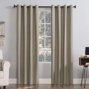 Sun Zero Columbia 2-Pack Thermal Energy Saving 100% Blackout Grommet Curtain Panel Pair, 50" x 84", Stone