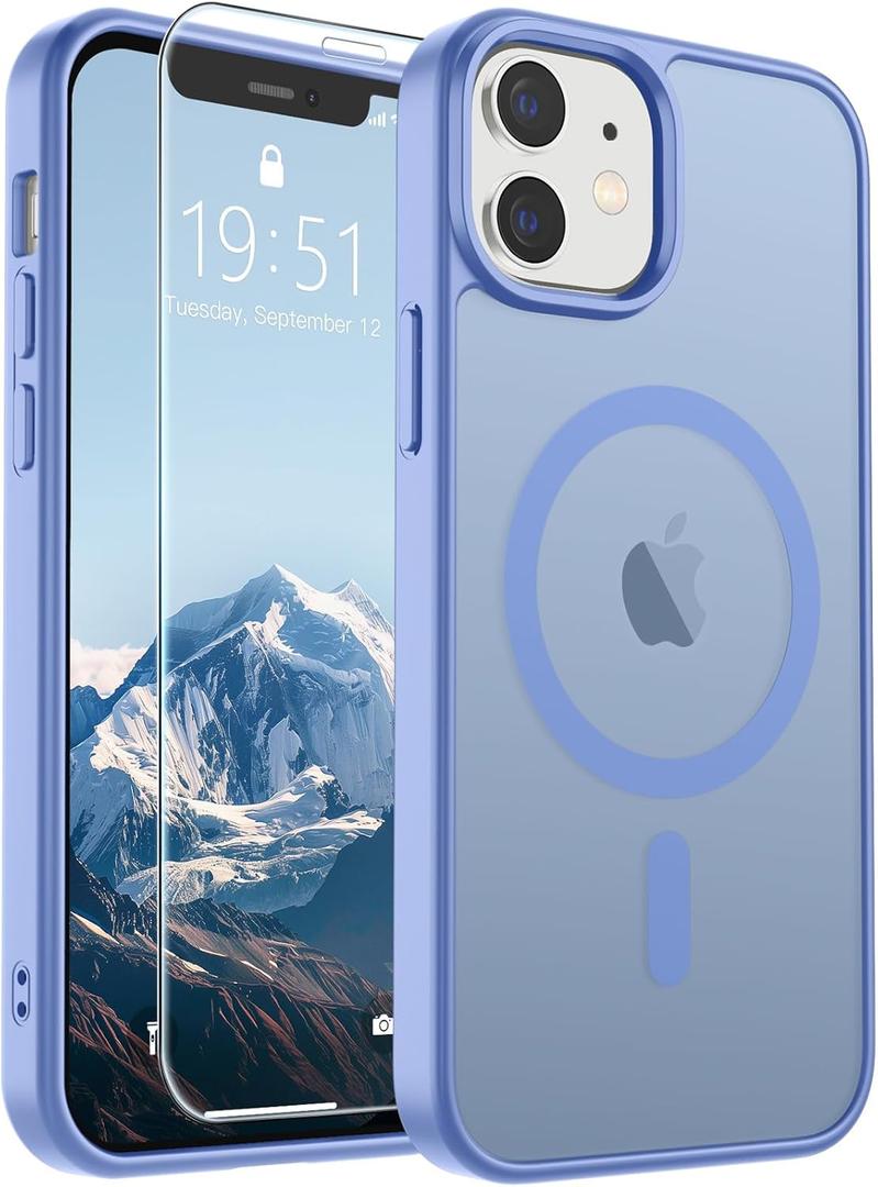 SUPFINE Magnetic for iPhone 12 Case/iPhone 12 Pro Case (Compatible with MagSafe)(Military Grade Drop Protection) Slim Translucent Matte Shockproof with Anti-Fingerprint Phone Case,Blue Purple