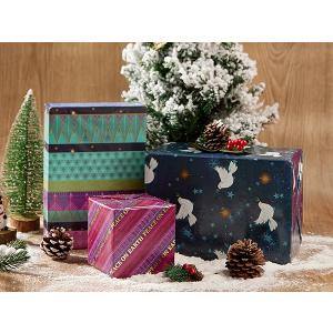 LaRibbons Christmas Wrapping Paper Rolls with Cutlines, 30Inch × 10Feet, 8 Rolls: 200 sq.ft.ttl, World Peace Motif and Matte Gold Silver Black Gift Wrapping Paper Bundle for Christmas, Holiday, Party