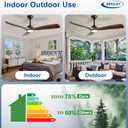 Depuley 52-Inch Ceiling Fan with Light: Walnut 3 Blade Outdoor Fans for Patios - Dimmable Indoor Fan with Remote APP Control Ultra Quiet DC Motor Reversible 6 Speed Timer