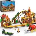Western Roller Coaster Building Set, Rollercoaster Building Toy with Mine Train, Lifting Chain Drive, Carriage, 1270PCS Mining Coaster Model Playset Gift for Adults Teens Kids Boys Girls 10-12+