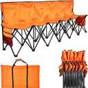 VEVOR Portable Folding Bench, 6 Seat Foldable Soccer Bench with Side Pockets and Carrying Bag, Lightweight Sideline Seating with Back Rest for Football, Baseball, Camping, Outdoor Events, Orange