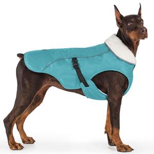 EMUST Dog Jacket Winter, Cozy Windproof Pet Jacket for Cold Weather, Solid Color Dog Vests for Winter for Medium Dogs, Turquoise, Medium