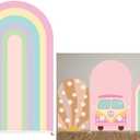 KONPON Rainbow Arched Fabric Backdrop Covers for Groovy Party Boho Pastel Rainbows Arch Stand Covers Birthday Baby Shower Decor (3ftx5ft(35"x60"), Gx-806)
