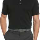 PGA Tour Men's Airflux Solid Mesh Short Sleeve Classic Golf Polo Shirt (Black, XXXL)