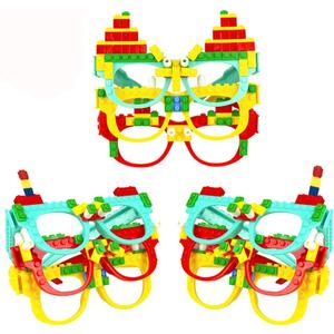 Woby Party Favor for Kids Gift Building Block Glasses DIY Stacking Block Bricks Party Glasses Toys Party Supplies Decorations for Birthday Christmas Carnival 9 Pcs