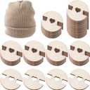 SmallCat 100PCS Wooden Pom Pom Buttons for Hats, Love Heart Handmade Craft Fastener Buttons, Removable Faux Fur Pom Poms Keeper Holders for Decoration, DIY, Knitting Beanies (2 cm)