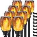 Upgraded Solar Flame Lights Outdoor, 3 Options Solar Torch, Waterproof Landscape Decoration Dancing Flame Post for Garden Pathway Yard - Auto On/Off Dusk to Dawn, 8 Pack