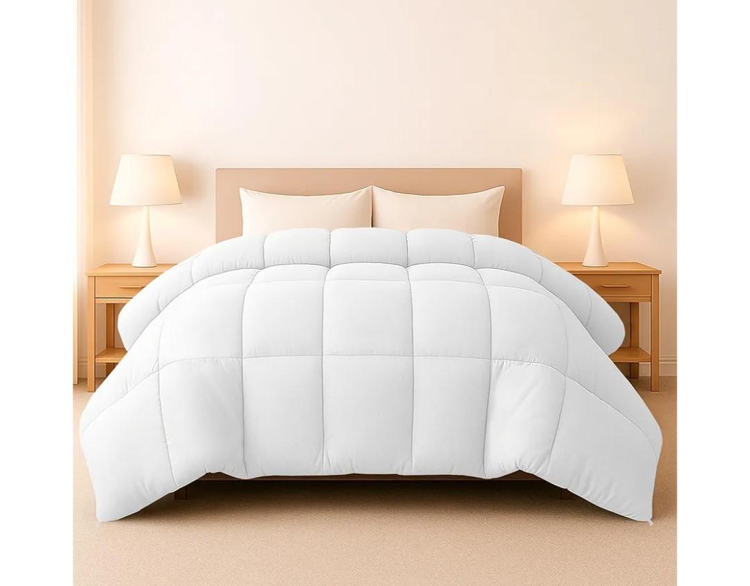 LUX Décor Twin Comforter – 92x68 Ultra-Soft Down Alternative Duvet Insert with Corner Tabs & Box Stitching, Hotel Quality Plush Microfiber Bedding, Oeko-TEX Certified - White