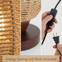 Rattan Table Lamp,Boho Small Beside Lamp,Farmhouse Table Lamp for Room Decor,Vintage Wicker Wooden Nightstand Bamboo Woven End Table Lamps for Bedroom Living Room Desk Kids Room,LED Bulb Included