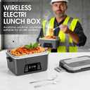 Herrfilk Cordless Electric Lunch Box for Adults with APP Control, 1.2L Portable Heated Lunch Box Battery Powered with Automatic Heating, Self-Heating Food Warmer for Work, 248F Max, Leak Resistant