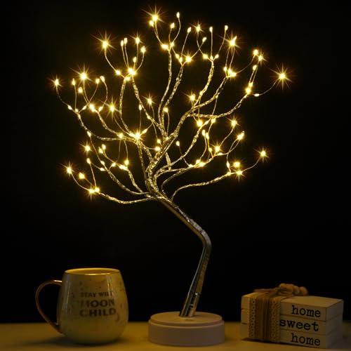 Alfanite Twinkling Tree Fairy Light Spirit Tree Lamp Bonsai Tree Light, Fairy Light Tree, Cute Room Decor Aesthetic Decor, Night Light Lamp, Twinkle Tree, (Silver Branches 108 LED)