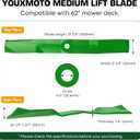 Youxmoto 62 inch Mower Blade Fit for John Deere M143504, 330-500, 2025R, 2027R, 2032R, 2210, 2305, 2320, 2520 with 62" Mower Decks 62 inch Deck Medium Lift 3 Pack