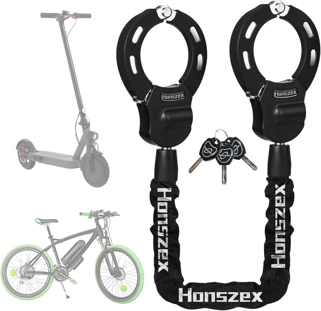 Scooter Lock, Bike Locks High Security with Key, 36.22inch Heavy Duty Bike Lock Chain, Accessories for Electric Scooter, E-Bikes (Black)