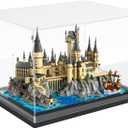 Choowin Acrylic Display Case for Lego 76419 for Lego Hogwarts Castle and Grounds for Lego Display Thickened Clear Acrylic Display Cases for Collectibles Assemble Dustproof Display Box(Black Base)