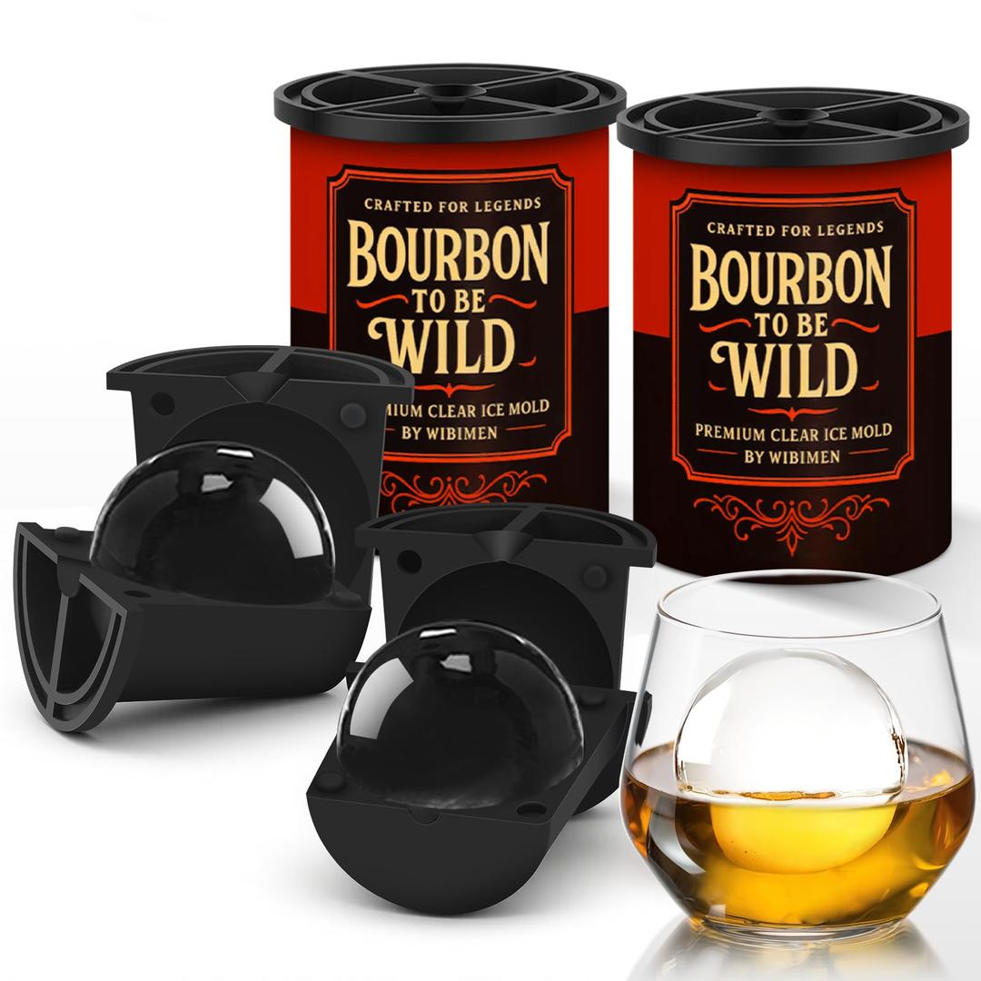 Clear Ice Ball Maker, 2.5" Large Round Ice Cube Mold for Whiskey