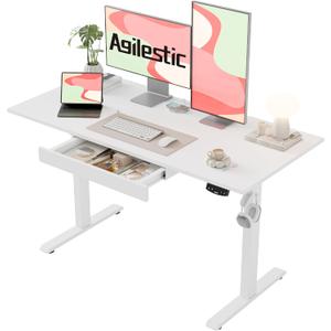 Agilestic 48 * 24 Inch Electric Standing Desk with Under Drawers, White
Electric Height Adjustable, Storage Drawers, Sturdy Steel Frame, Memory Presets, Hooks, 154 lbs, Easy Assembly, Splice Board