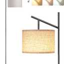 EDISHINE Modern Floor Lamps for Living Room, 64.7" Minimalist Standing Lamp with 3 Color Temperatures Bulb & Adjustable Linen Shade, Foot Pedal Switch, Arc Tall Lamp for Bedroom Office, Black
