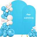 Set of 2 Wedding Arch Cover 2-Sided Round Top Spandex Fitted Arch Backdrop Cover for Birthday Party Baby Shower Wedding Arch Stand Decorations7.2FT, 6.6FT, Blue