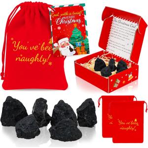 Fake Coal, Funny Secret Santa Gifts, Coal with Naughty Bag, Novelty Funny Gifts for Santa Xmas Holiday Stocking Stuffers