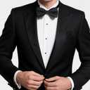 Bow Tie Pocket Square Cufflinks Set for Men, Adjustable Pre-tied Bowtie, Men's Tuxedo Bow Ties (Black)