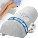 5 STARS UNITED Knee Pillow for Back Sleeping  Memory Foam Cushion for Sciatica Pain Relief  Under Leg Support for Sleeping on Back  Half Moon Bolster for Bed, Gray Cotton Cover (Standard)