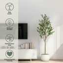 6FT Artificial Olive Tree, Indoor Faux Olive Tree Fake Potted Silk Olive Tree Plants with Lifelike Branches & Fruits for Home Office Decor