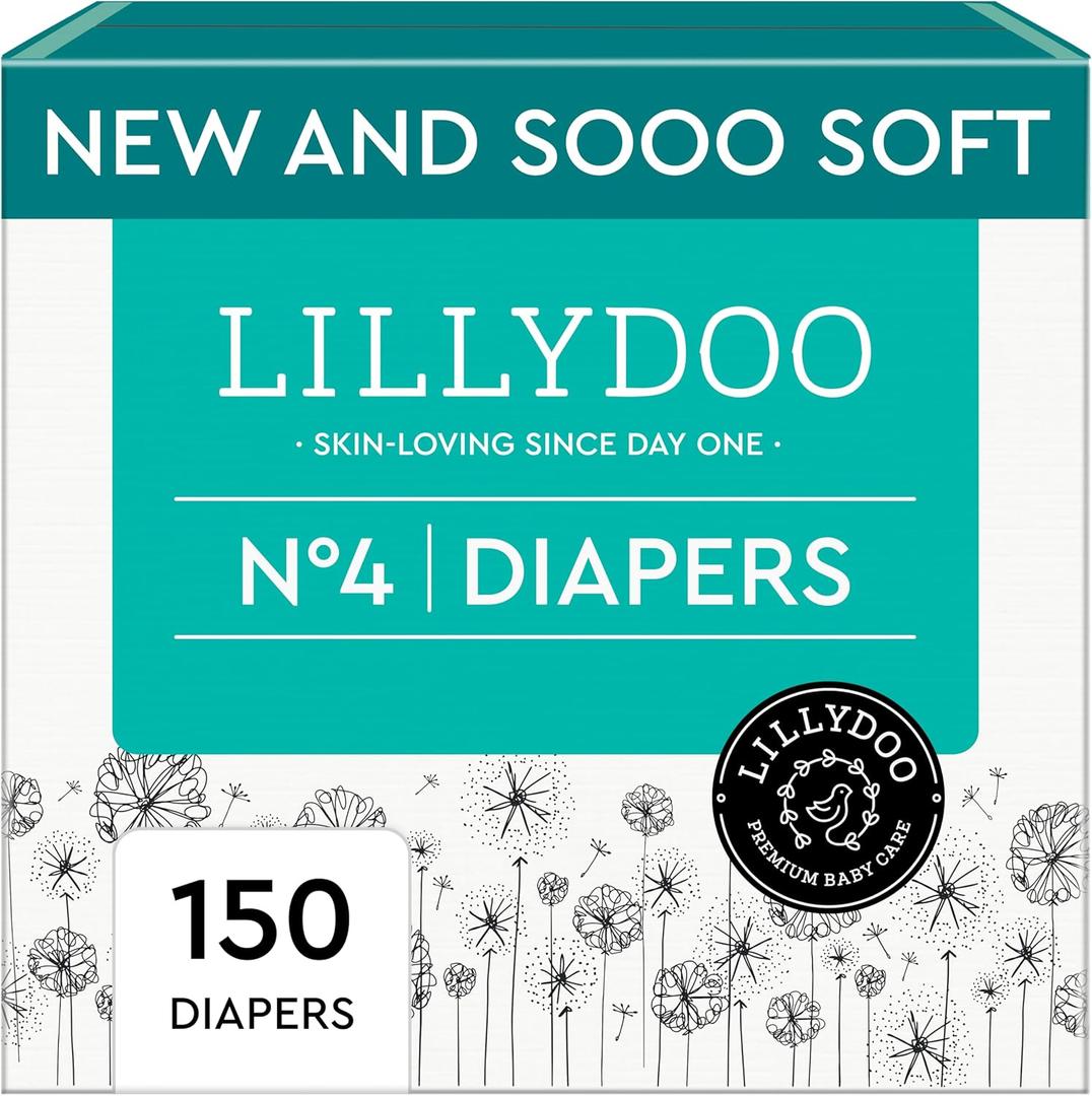 Baby Diapers - Size 4 (20-31 lbs), Monthly Supply (150 Count), Leak Protection, Skin-Friendly, Ultrasoft, Perfume- & Chlorine-Free, Hypoallergenic, dermatologically Tested, Oeko-TEX
