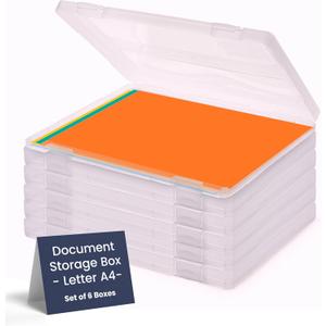 Bins & Things JTJ Sourcing - Plastic Storage Box for Letter A4 Paper - Document Magazine Paper Protector - Portable A4 Project Sleeves - Document Organizer Box Storage - (Set of 6)