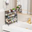 VITVITI 3-Tier Bathroom Organizer Countertop, Metal Wire Mesh Bathroom Counter Organizer Storage with Basket Hooks, Vanity Tray Shelf, Kitchen Spice Rack (Black)