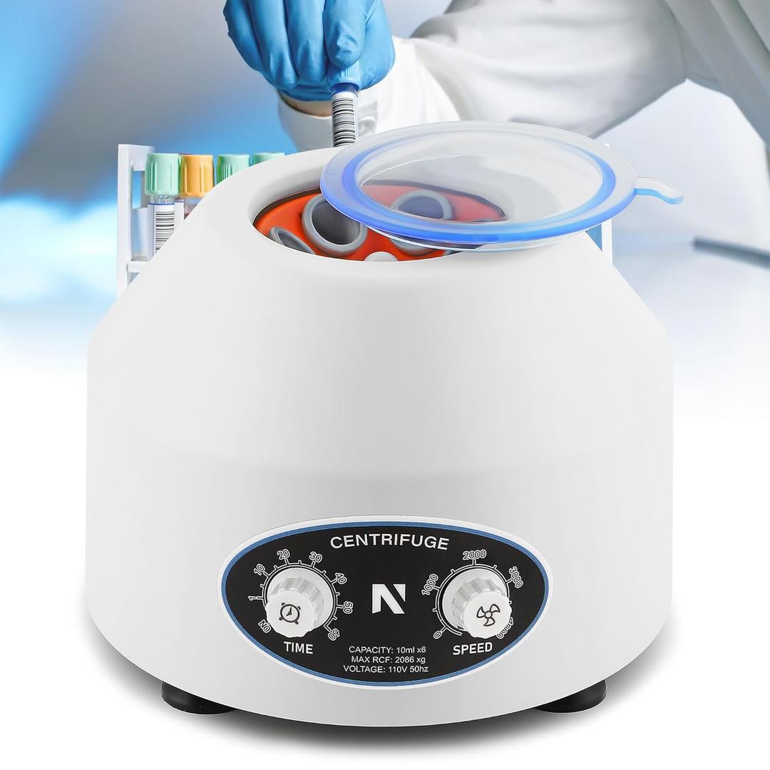 NEWTRY Mini Centrifuge Machine, 10mlX6 Lab Desktop Centrifuges, Electric Centrifuge, 300-4000r/min, 0-60hours (110V US Plug)