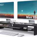 WALI 42 inch Large Wood Dual Monitor Stand Riser with Storage, up to 88lbs