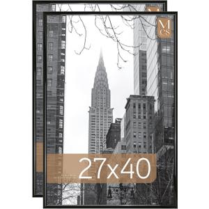 MCS Trendsetter 27x40 Poster Frame Black High-Gloss, Vertical & Horizontal Wall Hanging Large Picture Frame for Photos, Posters & Art Prints (2-Pack) (27 x 40 in)