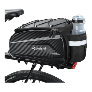 whale fall 10L Bike Rack Bag – Hard Shell Waterproof Rear Trunk Pannier, Saddle Seat Bag Carrier with Rain Cover, 4-Side Reflective Panels, Shoulder Strap & Handle, Bike Accessories, Gifts for Men