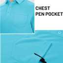 TACVASEN Mens Polo Shirts with Pocket Golf Polos Dry Fit Performance Short Sleeve Collared Shirt Casual Athletic Work (Blue, XL)