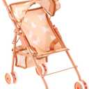 My First Baby Doll Stroller for Toddlers 3 Year Old Girls, Little Kids | Folding Baby Stroller for Dolls, Toy Stroller for Baby Dolls with Bottom Storage Basket, Foldable Frame, Canopy, Seatbelt (Beige Butterfuly)