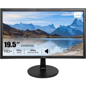 Dragolftie 19.5 Inch PC Monitor 1600x900, Dual Built-in Speakers, 5ms, Computer Screen Low-Blue Light 60Hz LED Monitors, HDMI, VGA, 75x75mm VESA Business Display, Black