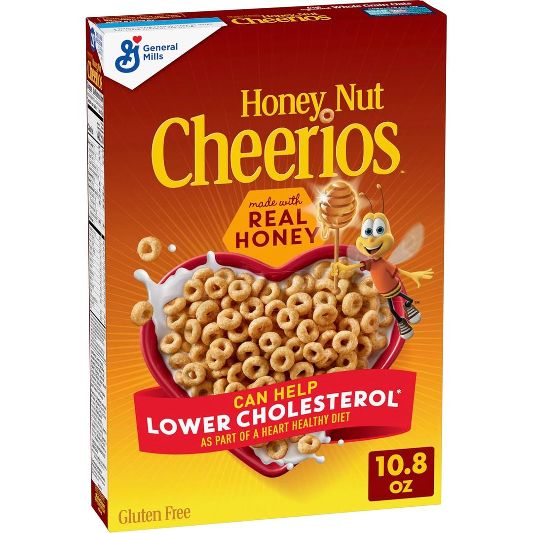 Honey Nut Cheerios Heart Healthy Breakfast Cereal, Gluten Free Cereal with Whole Grain Oats, 10.8 oz (EXP 10/02/25)
