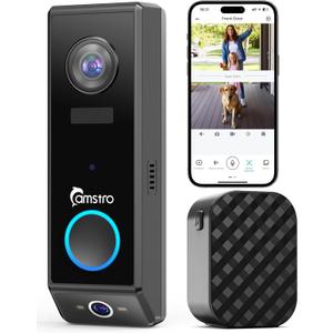 Doorbell Camera Wireless - 2K Dual Lens Video Doorbell with Chime, Outdoor Security Cemera with AI Smart Human Detection, 2-Way Audio,Voice Changer,Night Vision,Compatible with Alexa