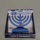 Rite Lite Go Mini Metallic Light Blue Electric Menorah - Chanukah Jewish Holiday Party Favors Decorations Judaica Festival of Lights Modern Hanukkah Gifts Press Button to Turn On JRN-600-MB