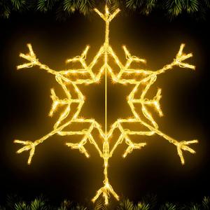 VIHOSE 36" Christmas Snowflake Lights 162 LED Snowflake Decoration Large Outdoor Hanging Lights for Yard Porch Christmas Party Nativity Scene Special Soft Head for Folding Iron Frame (Warm White)