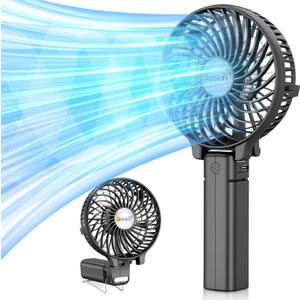 VersionTECH. Mini Handheld Fan, USB Desk Fan, Small Personal Portable Table Fan with USB Rechargeable Battery Operated Cooling Folding Electric Fan for Travel Office Room Household Black