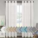 H.VERSAILTEX White Linen Curtains 96 inches Long Natural Linen Blended Semi-Sheer Curtains with Nickel Grommet for Living Room, Privacy Assured (52 by 96 Inch, Set of 2, White)